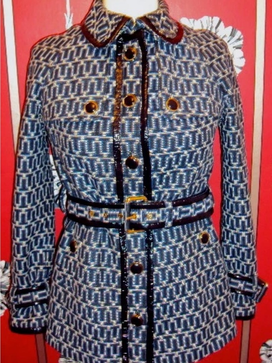 Tory Burch Jackets & Blazers - Tory Burch Navy Patterned Trench Coat NWT